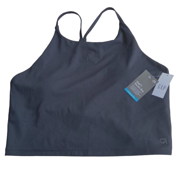 Gap Studio Long Line Sports Bra Black Cross Straps Back Size XL NWT - Picture 3 of 7